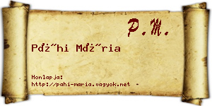Páhi Mária névjegykártya